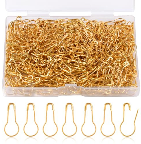 Gosknor 500pcs Gold Gourd Safety Pins, 0.87in Metal Bulb Pins for Crafts, Sewing, Garment Fastening, Quilting, Tagging