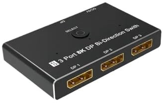 Z3LYA9 3 Port 8K DisplayPort Switch Splitter 1x3 Bi-Direction DP 1.4 Switcher 8K@30Hz 4K@120Hz for Switch Multiple Source and Display