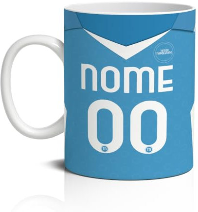 Tazza Tifoso Calcio Serie A Grafica Maglia Personalizzata con Nome e Numero - Misura 23x11 in Ceramica Sublimatica (Tifoso Napoli)