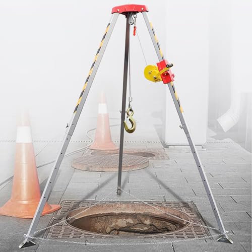 Rettungsstativ 1200 1800 2600 LBS Rettungsstativ und Winde, verstellbare Beine, Absturzsicherung, Rettungsstativ, Stative für Abwasserbrunnen/Keller/Abwasserleitungen mit Feststellvorrichtung(1800LBS