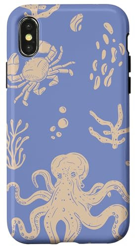 iPhone X/XS Sea Nautical Ocean Life Sailor Octopus Crab Biologist Case