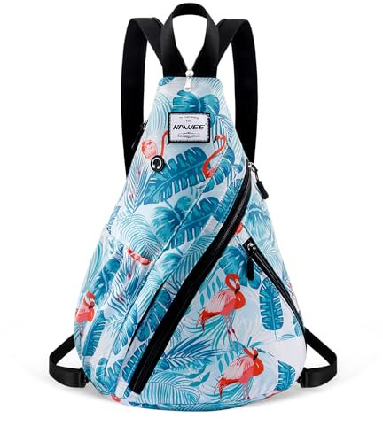 HAWEE Damen-Rucksack, umwandelbar, verstellbarer linker oder rechter Riemen, Crossbody-Tagesrucksack, wasserabweisend, für Reisen, Sport, Flamingo Blue, F, Classic
