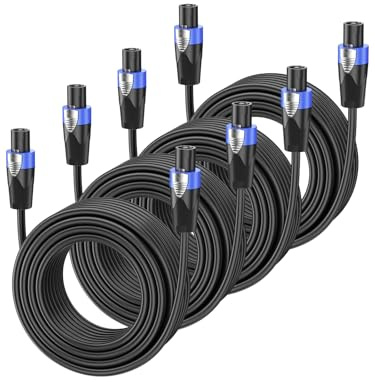 GCTBL 4Pack 20M Speakon Kabel DJ/PA Lautsprecherkabel mit Speakon Stecker für Audio Verstärker 15 Gauge Cord Wire Kabel mit Twist Lock