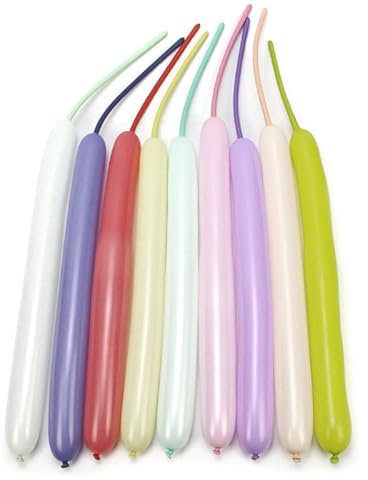 YIKAOMAI® Pack of 100 Modelling Balloons with Pump, Balloon Animals Kit, 300mm Latex Long Balloons for Party, Birthday Decoration (Morandi)