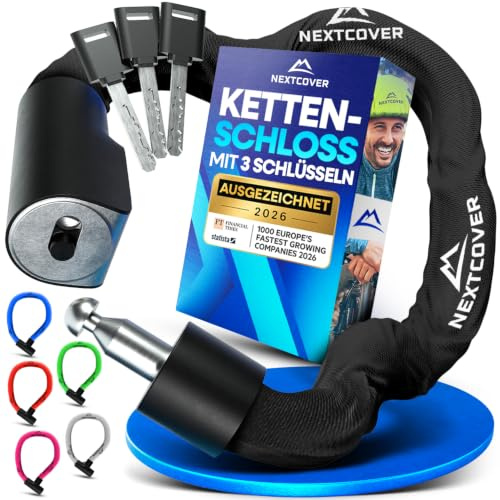NEXTCOVER® Fahrradschloss LockOne mit Schlüssel I - [SAFESECURE] Fahrradschloss hohe Sicherheit I robustes & langlebiges Kettenschloss Fahrrad I Bike Lock, Fahrrad Schloss 3 Schlüssel
