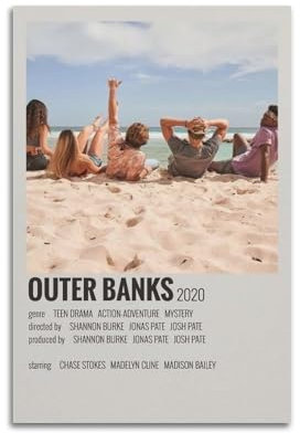 WEQYWEY Póster estético de Outer Banks para pared, lienzo vintage de música y películas, pintura decorativa para sala de estar, dormitorio, decoración de 30 x 45 cm, estilo sin marco
