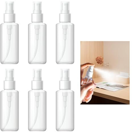 6 Pièces 20ml Flacon Spray Vide, Flacon Parfum Vaporisateur Plastique et Atomiseur Rechargeable Transparent Réutilisables pour Lotion Parfum Shampoing Bouteille Vide pour Liquide Cosmétique de Voyage
