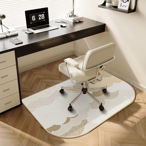 Odot Tappeto Sedia Ufficio Gaming, Geometria Studio Tappeto Salvapavimento Antiscivolo Protettore del Pavimento Tappetino per Sedia da Ufficio con Ruote per Parquet Piastrelle (Bianco,60x120cm)