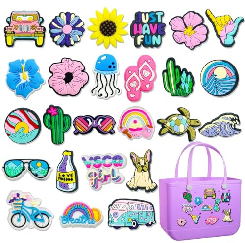 MEKLITRZ 25er-Pack Sommer-Anhänger for Bogg Bag – Must-Have-Anhänger Strandtaschen-Accessoires, DIY-Dekorationen Mit Strandmotiven Schuhe, Taschen, Abnehmbare Kinder Und Erwachsene