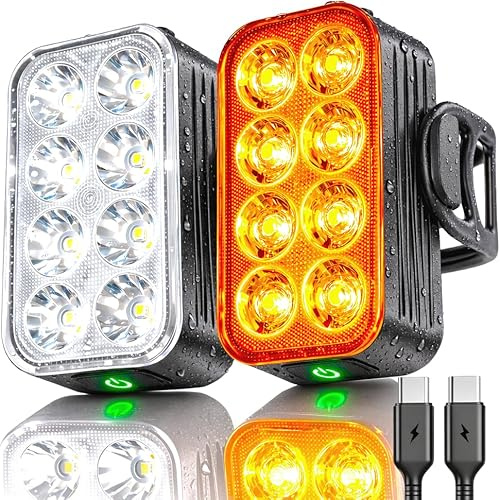 2026 NP-MAX Bike Lights Slim USB-C Rechargeable Front and Back Lights, Front & Rear Taillight Set, Bicycle Light Safety, Mini Bike Light LED, Ebike Riding Accessories, Waterproof, Be Seen Day & Night