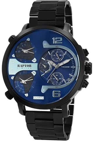 Raptor Damen Armbanduhr Analog in Schwarz, Gesamtlänge 23.5 cm, Edelstahlarmband – 3 ATM