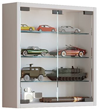VCM 912942 Vitrine Sammelvitrine Wandvitrine Wand Schrank Regal Hängeregal Hängevitrine Holz Weiß 40x40x10 cm Mandosa S
