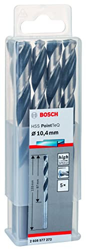 Bosch Professional 5x forets hélicoïdaux HSS PointTeQ (pour métal, 10,4 x 87 x 133 mm, accessoires pour perceuses-visseuses)