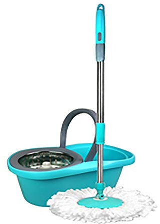 Con escurridor automático sin pedal y cesta de acero inoxidable, fregona giratoria de microfibra, fregona giratoria y cubo de Wring