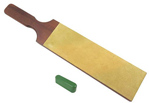 Französischer Leder-Streichriemen, 7,6 x 25,4 cm, Oberfläche mit 34 g Stab, grünes Chromoxid, 0,5 Mikron extrafeine Polierpaste