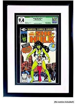 Coinz Comics Bilderrahmen, schwarz-weiß, säurefrei, mit UV-geschützter Poly-Abdeckung, passend für CGC- und CBCS-Gradid-Comics, Wandmontage, mit Sägezahn-Aufhänger