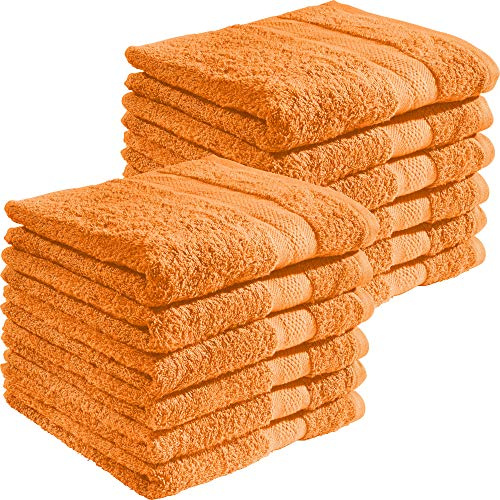 REDBEST Handtuchset, Frottierset 12er-Pack Chicago orange Größe 50x100 cm - saugstark, strapazierfähig, ideal für Reisen, Sport (weitere Farben)