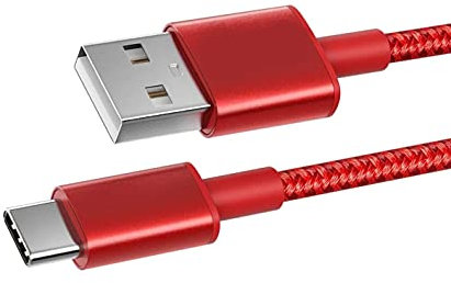 NWNK13 USB C Cable Type C Fast Charging Cable for For Nokia X20 / X10 / G20 / G10 Nylon Braided Android Phone Charger Lead Wire Sync Cord for Nokia 5.4/3.4/5.3/6.2/7.2 (3m, Red)