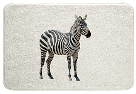 Loussiesd Zebra Badematte 40x60cm Zoo Tiermotiv rutschfest Badezimmerteppich Safari Wild Drucken Badteppiche Tierwelt Design Weich Zottelig Wohnzimmer Küche Badvorleger Wohnkultur Schwarzweiß
