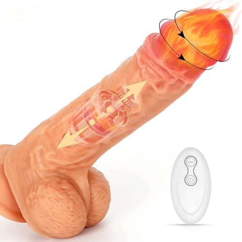 FIDECH Realistic Dildo Vibrator Sex Toys, 8.7Inch Thrusting Dildo Vibrators for Women Sex with 8 Vibrating Rotation&Heating, Silicone Suction Dildos Telescopic Penis for G Spot Clitoral Stimulation