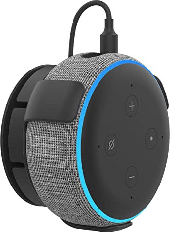 Aokicase PT62-E for Alexa Echo Dot 3rd / Google Home Mini Holder Wall Mount Stand Accessory with Integrated Cable Management Echo Dot 3rd / Google Home Mini Speaker Accessory Rack (1 Piece, Black)