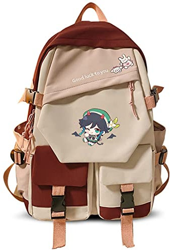 WFSWG Game Genshin Impact Rucksack Wendy Klee Anime Bedruckter Casual Student Schultasche Laptop Travel Daypack