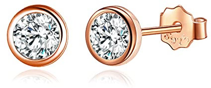 Candyfancy Kleine Ohrstecker Sterling Silber 925 Roségold für Damen Herren Mini Zirkonia Ohrringe Stecker5mm