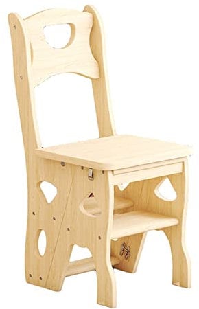 HAPPLiGNLY Chaise d'échelle à 4 marches, escabeaux en Bois Chaises d'escalier Escabeau Pliant Domestique pour bibliothèque et Cuisine - Capacité de 150 kg