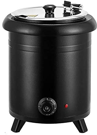 MNSSRN 10L Electric Slow Cooker, Temperature Control with Heat Preservation Function, Rotating/Folding Stainless Steel Cover, Milk Tea Pearl Cooker Buffet Soup Pot,A