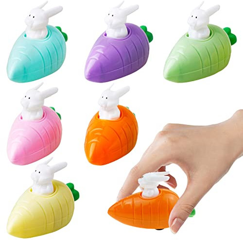 Aufziehbare Hasen, 6 Stück Kaninchen Auto Set, Aufziehbare Osterhasen, Aufziehspielzeug Ostern Geschenk, Aufziehbare Hasen mit Karotte Set, Fahrende Hasen Ostergeschenke für Jungen und Mädchen