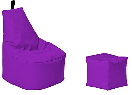 Momiralland Classic Sitzsack XL - XXL mit Hocker Sitzkissen BodenKissen Sessel In- & Outdoor geeignet Gaming Sitzsack für Erwachsene und Kinder… (Lila, XXL - Durchmesser 78 cm)