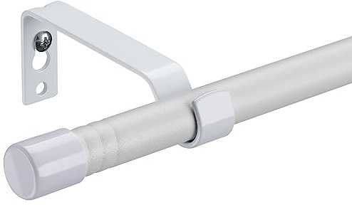 HARRMS Gardinenstange, 16mm Gardinenstange Matt Weiß 76-198cm, Vorhangstange Ausziehbar Scheibengardinenstange Wandmontage mit Halterungen und Endstücken für verdunklungsvorhänge Outdoorvorhänge