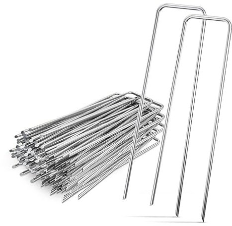 RZMZBY Spikes verzinkt (100 St) Kunstrasenheringe, stabile Bodenverankerungsheringe für Kunstrasen, Gärten und Campingzelte - 200 MM Lang,40MM Breit, Ø 3 MM