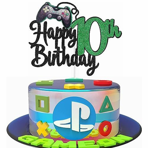 Kiwochy Geburtstag Videospiel Torten Deko Gaming Dekoration Happy 10th Birthday Tortendeko Videospiel Cupcake Topper Geburtstag Junge Videospiel Torten Deko für Spiel Thema Party Dekoration