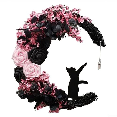 Halloween Kranz Katzenkranz Pflanze Halbmonde Kranz Sterne Katzenkranz Pflanze Halbmond Katze Türkranz Katze Halloween Dekorationen Für Innen Außen