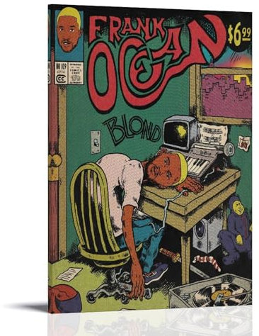 Frank Ocean Blondes Album-Comic-Poster, Musikposter für Zimmer, ästhetische Leinwand, Wandkunst, 40 x 60 cm