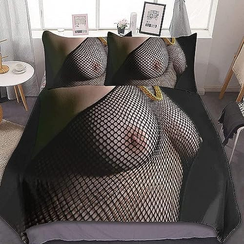 SIVAGA Sexy Nackt Bettwäsche 135x200 Weich Kuschelige Mikrofaser 3D Druck Sexy Nackt Bettwäsche-Sets Bettbezug und 2 Kissenbezug 80x80 cm mit Reißverschluss