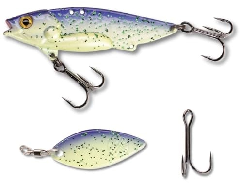 LMAB Techno Vibe - Vibration Bait - 3 Größen, Zikade, Blade Bait, Lipless Crankbait, Angelköder Raubfischangeln, Angel Köder Zander & Barsch, Zikaden, Spinner Blatt (25 Gramm | 6,5 cm, Purple Rave)