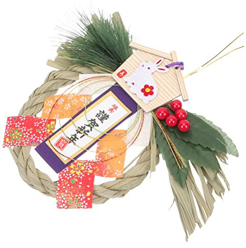 IMIKEYA Couronne De Paille Japonaise pour Décoration Murale Ornements an De Restaurant Unique