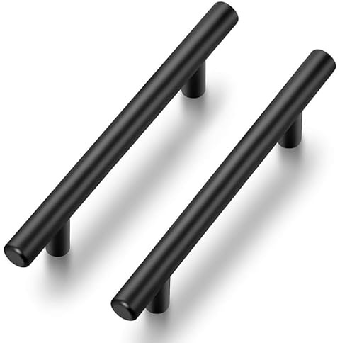 Ravinte 10 Stück Schwarz Möbelgriffe T Bar Griffe für Küchenschränke 96mm | Rostfreier Edelstahl, Gerader Stangengriff, Für Küchenschränke, Schubladen, Kommoden, Türen, Einfache Möbelaufwertung