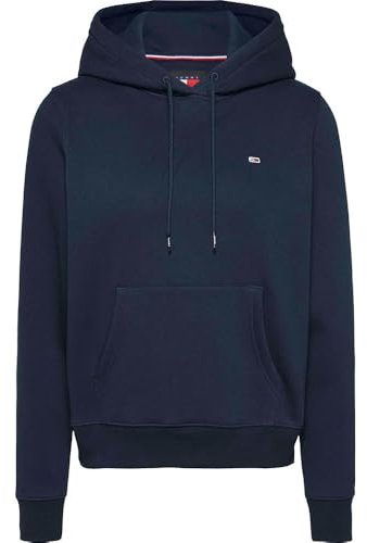 Tommy Jeans Sweat à Capuche Femme Flag Regular Fit, Bleu (Dark Night Navy), L