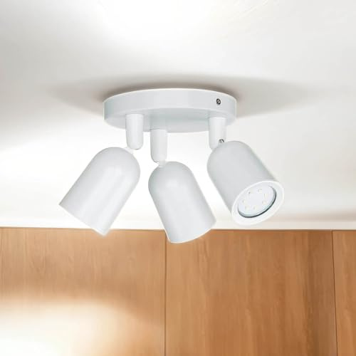 Licht-Erlebnisse Deckenspot Kunststoff Weiß Küche Wohnzimmer Ø15 cm GU10 beweglich flexibel 3-flammig Zeitloser Deckenstrahler Flur PAYTON