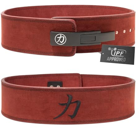 Strength Shop 10mm IPF Lever Belt Gewichthebergürtel + Hebelschnalle aus Stahl, Gr. XS (Weinrot), Robuster & langlebiger Lifting Belt schützt u. stabilisiert Rumpf & Wirbelsäule im Training