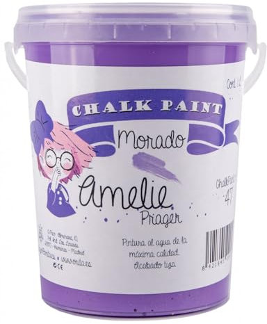 IberNorma Amelie Prager 1 Litro Pintura a la Tiza para muebles, Chalk paint para decoración y manualidades en madera 1L (47 Morado)