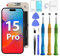 ATEVENSE Geeignet für iPhone 15 Pro Bildschirm-Ersatzkit 6,1 LCD Display 3D Touch IPS FHD COF Vollständige Montage Edelstahl Reparaturset Wasserdichter Rahmenaufkleber + Panzerglas