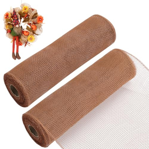 GORGECRAFT 2 Rolle Deko Netzband 10 Yards 26cm Herbst Deko Kranz Netzbandrolle Für Blumenkränze Girlanden Hochzeitsbäume Halloween Partys Geschenkkörbe Dekorationszubehör Dunkle Goldrute
