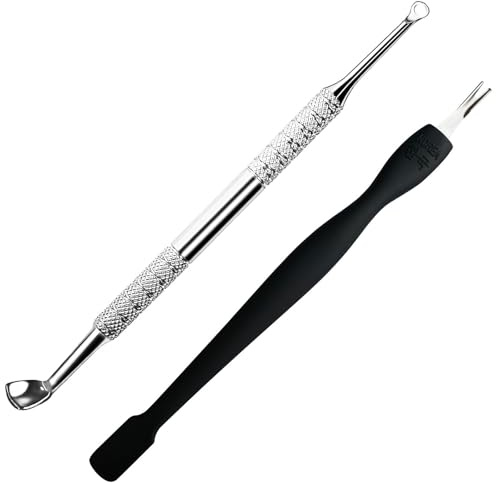 Pingispower Nagelhautschieber mit Gabel, 2PCS Professionelle Nagelhautentferner Werkzeug, Premium Edelstahl Nagelhaut Trimmer Cutter langlebig Maniküre Kit für Fingernägel und Zehennägel | Professionelles Nagelhautentferner & Trimmer Maniküre-Werkzeug-Set für Finger- und Fußnägel für Salon, Zuhause und Reisen