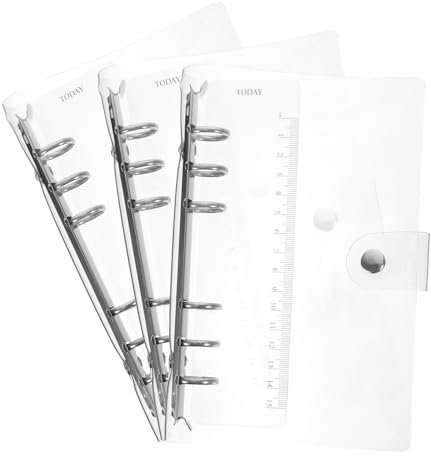 SEWACC 3stücke Klarsichtordner Mit Knopfdesign Ordnerhülle Aus Pvc-material Nachfüllbarer Ordner Für Tagebuch Planer Und Studiennotizen Schützt Vor Beschädigungen