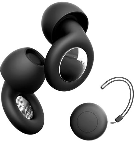 KAUGIC Ohrstöpsel zum Schlafen, Silikon wiederverwendbare Gehörschutzstöpsel, NRR 30 dB Zertifizierter Gehörschutz Ohrstöpsel für Konzerte, Nachtleben, Fokus, Reisen 8 Tipps in XS/S/M/L - Schwarz