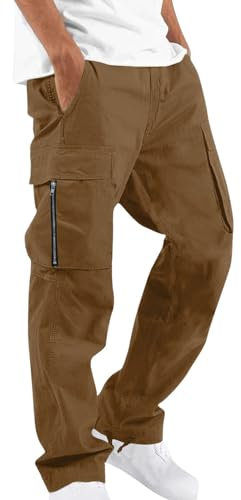 CSHE Cargohose Herren Breite Jogginghose Lang Jogging Hose Weites Bein Elastische Taille Sporthose Sweat Pants Men Freizeit Warme Männer Sweathose Mit Taschen Outdoor Fitness Hosen